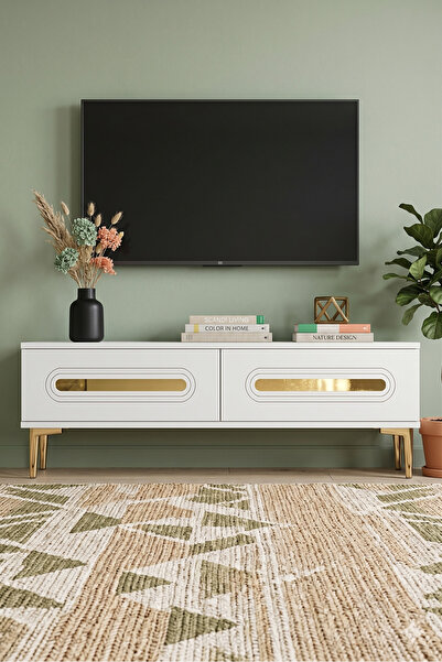 YUMEDİ DESİGN TSA1220BG - ETHEMA TV STAND , TV SEHPASI 120CM BEYAZ-GOLD