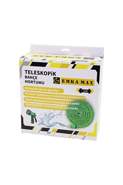 EMKA MAX 25MT TELESKOPİK UZAYAN BAHÇE HORTUMU 7 FONKSİYON AYARLI TETİKLİ TABA...