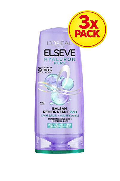 L'Oreal Paris 3x PACK Balsam Paris Elseve Rehydrating Hyaluron Pure, 200 ml