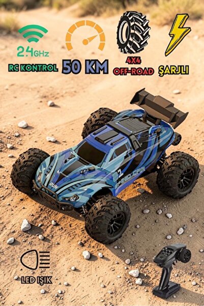 Gepettoys :16 Ölçek 4x4 50 KM Hız Yapan Metal iç Aksam RC Araba 2.4GHz Şarjlı