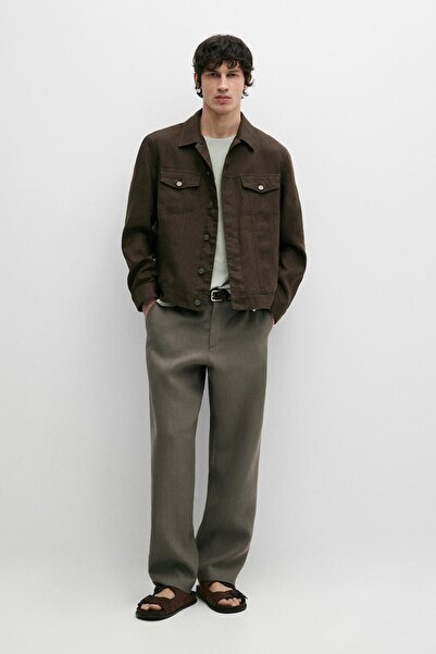 Massimo Dutti Cep detaylı %100 keten ceket