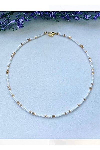Centello Co Accessories Beyaz ve Altın Rengi Boncuk Şık Trend Halhal