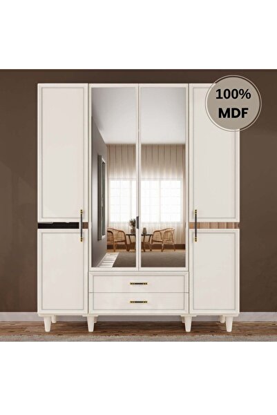comiet Kardelen 4 Kapak Mdf Ayaklı Tasarım Gardırop