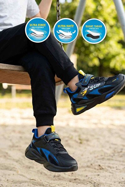 ruffon 2470 F Black-Sax Velcro Boys' Sports Shoes
