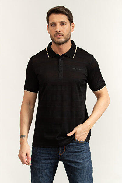 Karl Lagerfeld Erkek Polo Yaka T-Shirt Siyah