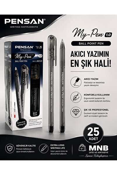 Pensan 2210 My-Pen Siyah Tükenmez Kalem Seti - 25'li Kutu - Ofis ve Kurumsal ...