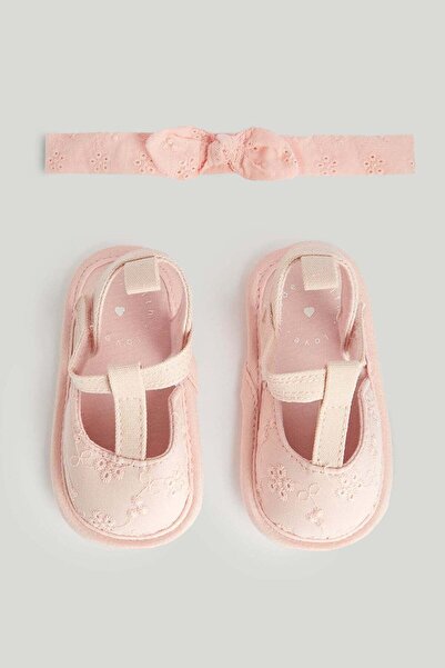 MOTHERCARE طقم أحذية وعصابة رأس بلون المشمش