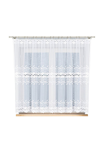 Markizeta BASTIA firanka gata confecționată jacquard albă cu motive ornamenta...