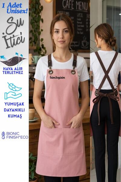 Monki Haus Kişiye Özel isim Nakışlı Önlük Çapraz Mutfak Kafe Chef Barista Gar...