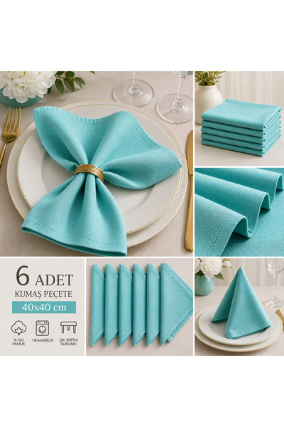 Sister Home Design Set of 6 Fabric Napkins 40X40 cm – Stain Resistant - Luxur...