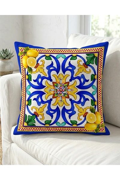 white rabbit home غطاء وسادة مزدوج بنمط الليمون الإيطالي من نابولي (43.43 سم)