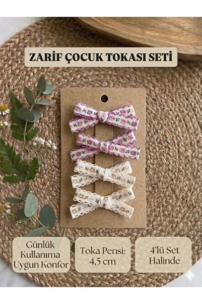 Vintage Tasarım Atölye İşlemeli Kurdele Fiyonk Çocuk Tokası