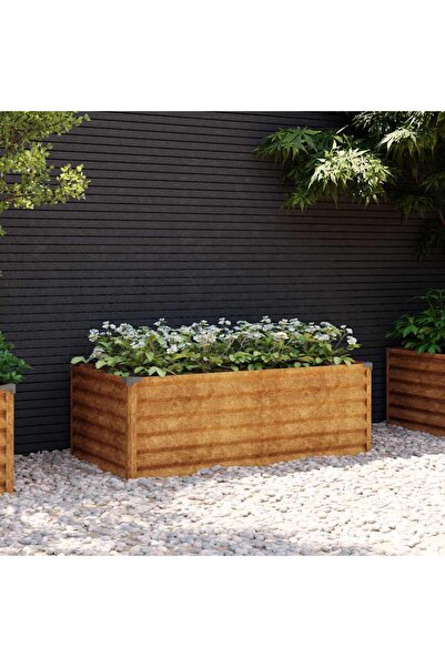 vidaxl Pat de gradina inaltat 100x50x36 cm, otel corten