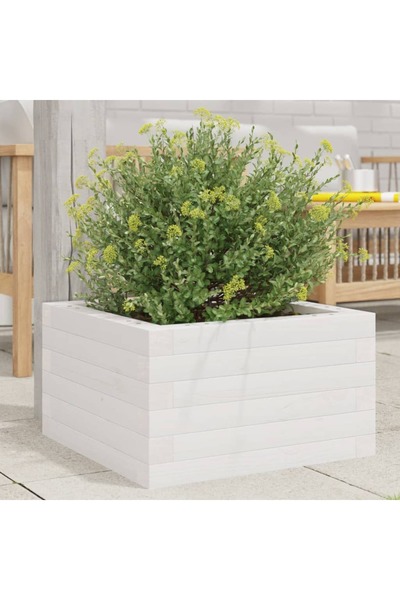 vidaxl Jardiniera de gradina, alb, 40x40x23 cm, lemn masiv de pin
