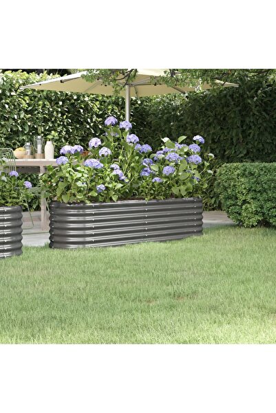 vidaxl Strat inaltat gradina gri 152x40x36cm otel galvanizat