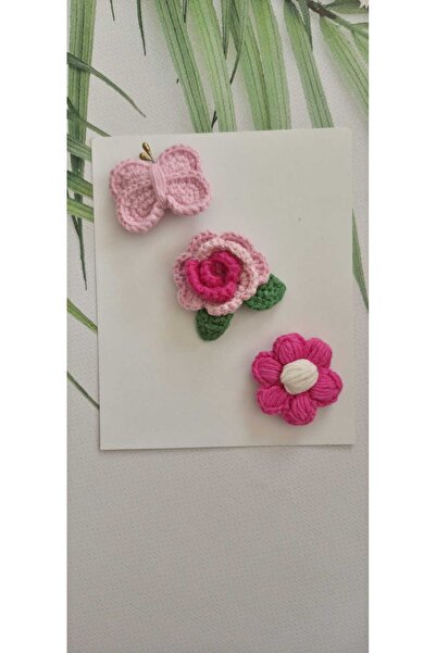 Hand Mother's Since 2024 Baby Handmade Crochet 3-Piece Hairless Baby Hair Cli...