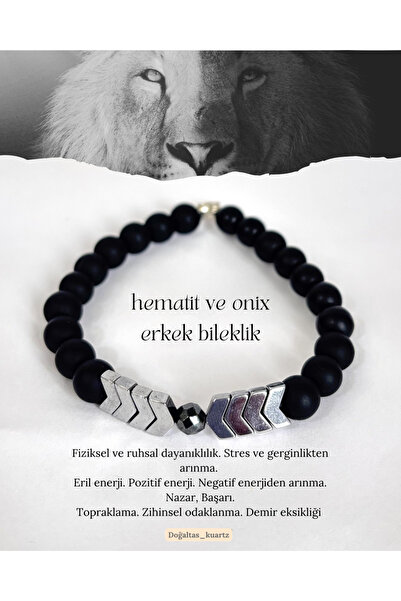 kuartz Hematite Men's Bracelet. Original Natural Stone