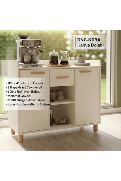 PayeFurni Lunea Kahve Dolabı Modern, Kahve Köşesi Dolabı, Mutfak Düzenleyici ...