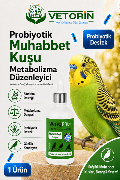 VETORİN Probiyotikli Muhabbet Kuşu Sindirim Sistemi Desteği & Metabolizma Düz...