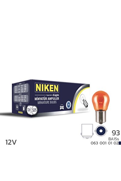 Niken 93 12V Ampul Amber BA15S 10'Lu