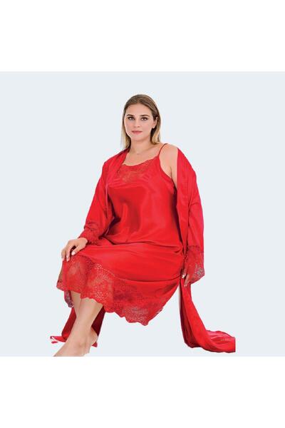 Lady Lingerie Women’s Plus Size 2-Piece Satin Nightgown & Robe Set, Maxi Slip...