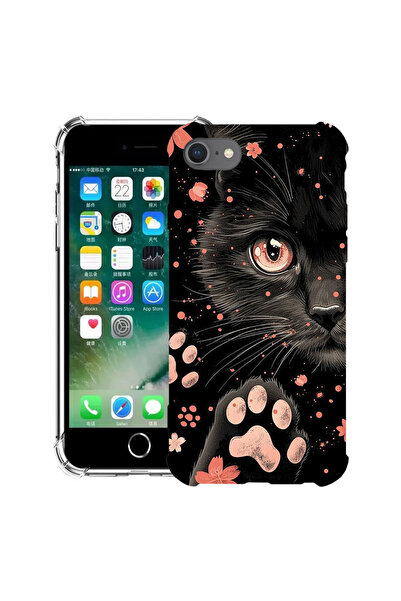 bestcase Husă Antișoc pentru Apple iPhone SE 3 / SE 2 / 8 / 7, Pisică Neagră,...