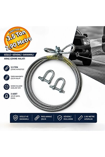 özel oto Oto Çekme Halat Çelik Çeki Halatı 3.5 Ton Halat