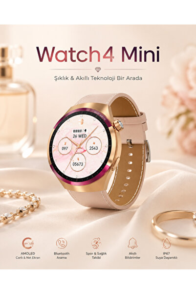 PeacHTec Watch 4 Mini Elegance Akıllı Saat AMOLED Ekran Bluetooth Arama 3 Kor...