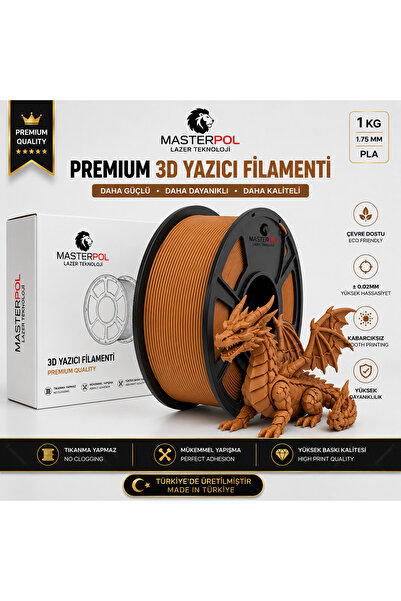 MASTERPOL Premium Pla Filament Kahverengi 1 KG 1.75 MM 3D YAZICILAR İÇİN ( FL...
