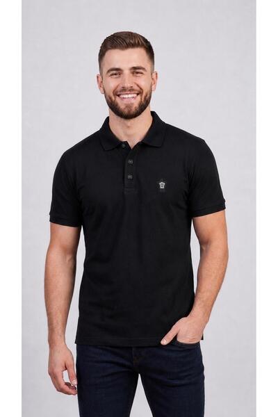 ROBALLİ تي شيرت رجالي أسود قصير الأكمام ذو ياقة بولو عادي وقصة عادية مكون من ...