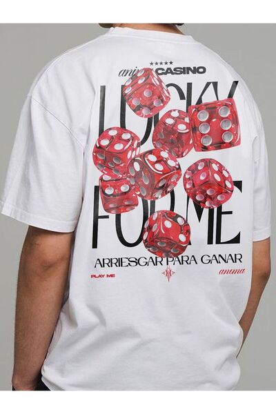 LELVANİ تي شيرت رجالي مطبوع عليه PLAY ME RED DICE