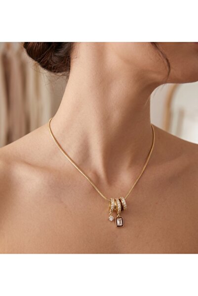 Twire Jewelry Kahverengi Detaylı Charm Kolye