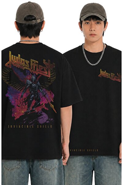 Fuddy Moda Unisex majica sa štitom Judas Priest Invincible, sa detaljnim prin...
