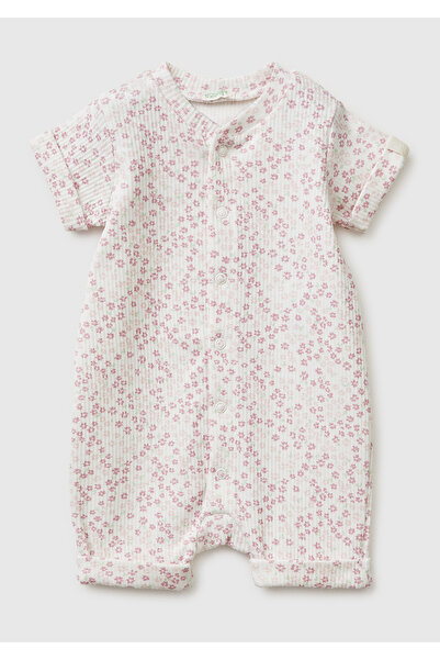 United Colors of Benetton Baby light pink all-over print round neck snap-clos...