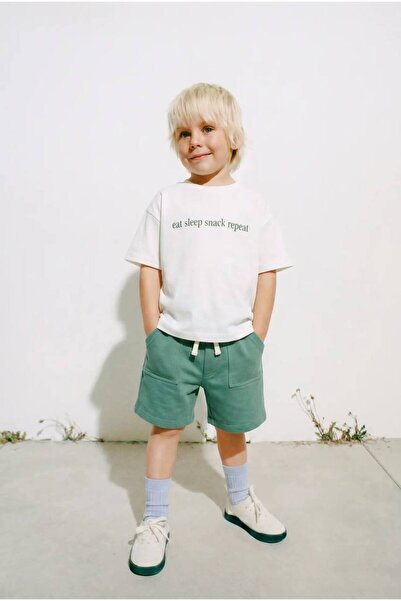 COLORED BABY Boy's Top and Shorts Set with Print Detail