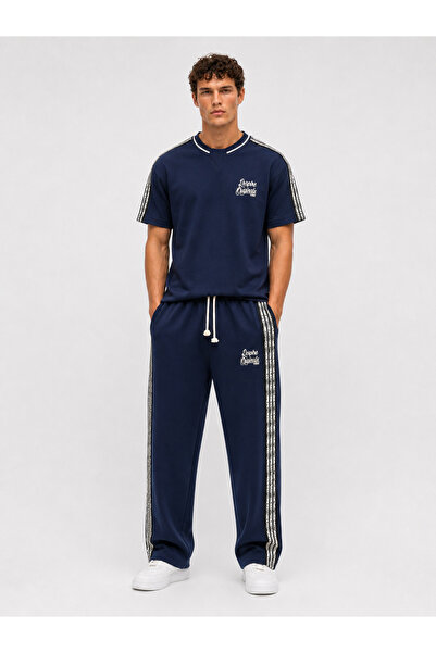 Respire Men's Originals Stripe Detailed Regular Fit Tracksuit Set Navy Blue