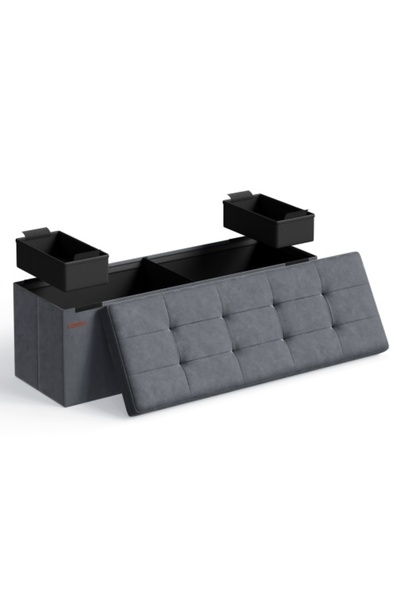 SONGMICS Storage Bench, Songmics, 110 x 38 x 38 cm, 300 Kg, Grey