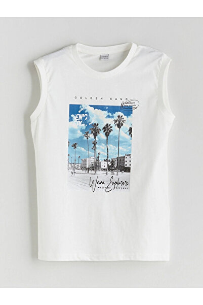 LC Waikiki Boy's Ecru Crew Neck Undershirt