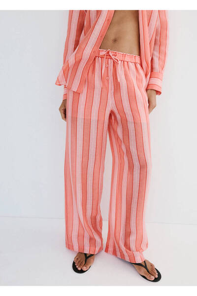 MANGO Woman Düz çizgili pantolon