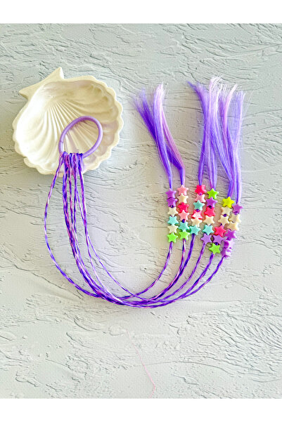 PURPLE'S BİR TUTAM MUTLULUK Girls' Rubber Hair Clip with Long Colored Braided...