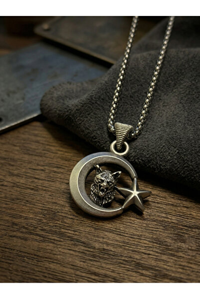 Velcari Moon Star Minimalist Style Stainless Steel Men's Necklace
