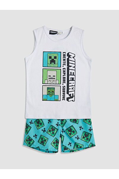 LC Waikiki LCW Kids Minecraft Baskılı Erkek Çocuk Mayo Takımı
