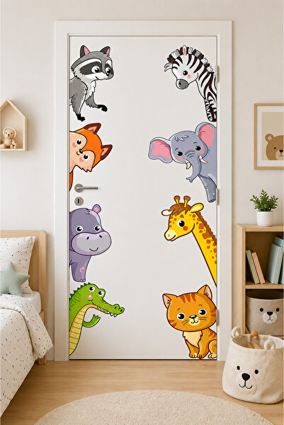 kutuTR Sevimli Hayvanlar Kapı Sticker Seti – 50x100 cm