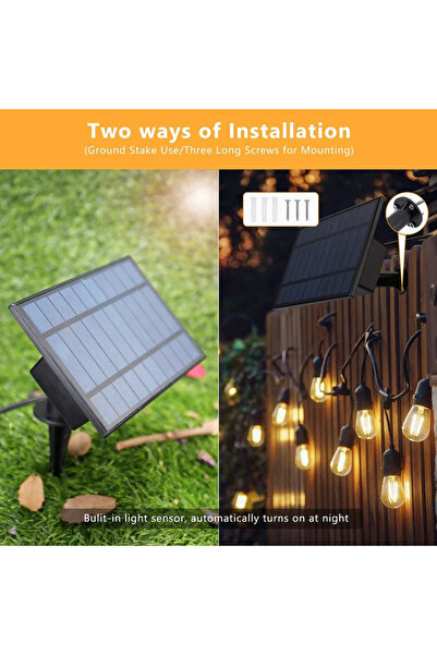 MAD ECO LEDURI Ghirlandă cu panouri solare, 10 m, 10 becuri LED cu filament S...