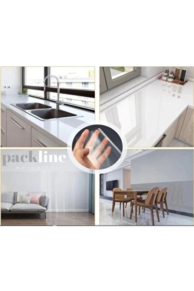 Packline Marketing KENDİNDEN YAPIŞKANLI ŞEFFAF MASA YÜZEY KORUMA FOLYOSU 105 CM X 3 METRE