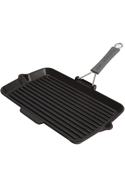 STAUB Tigaie grill pătrată 34x21cm, fontă, neagră, pentru inducție