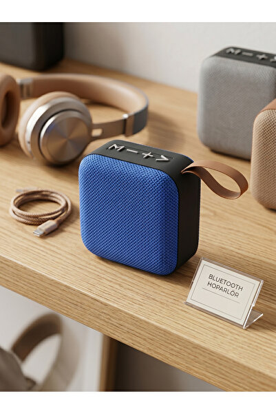 ERDİNEKS Askılı ve Kumaş Tasarımlı Mini Bluetooth Hoparlör - 5W Güçlü Ses, Şa...