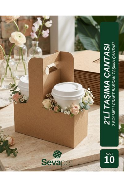SEVAPET 2'Lİ CRAFT BARDAK TAŞIMA ÇANTASI / 10 ADET PAKET SERVİS KUTUSU
