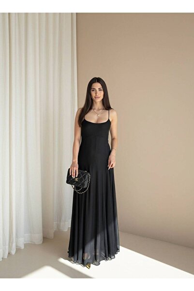 Roserella Tekstil NEWRICH Maxi Elbise - Siyah