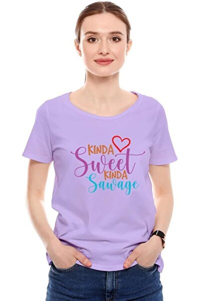 not Women's Printed Design T-Shirt(KINDA SWEET KINDA SAWAGE)| Round Neck Regu...